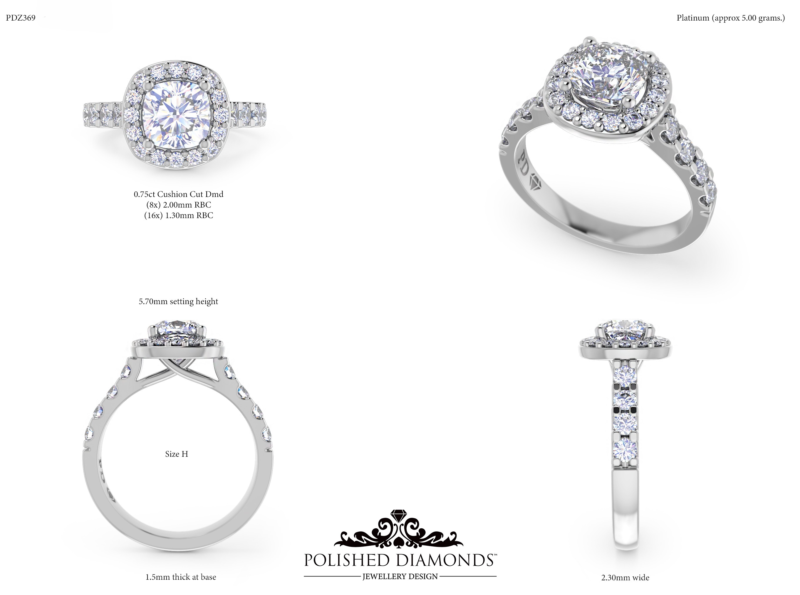 Cushion Halo ring – PDZ369