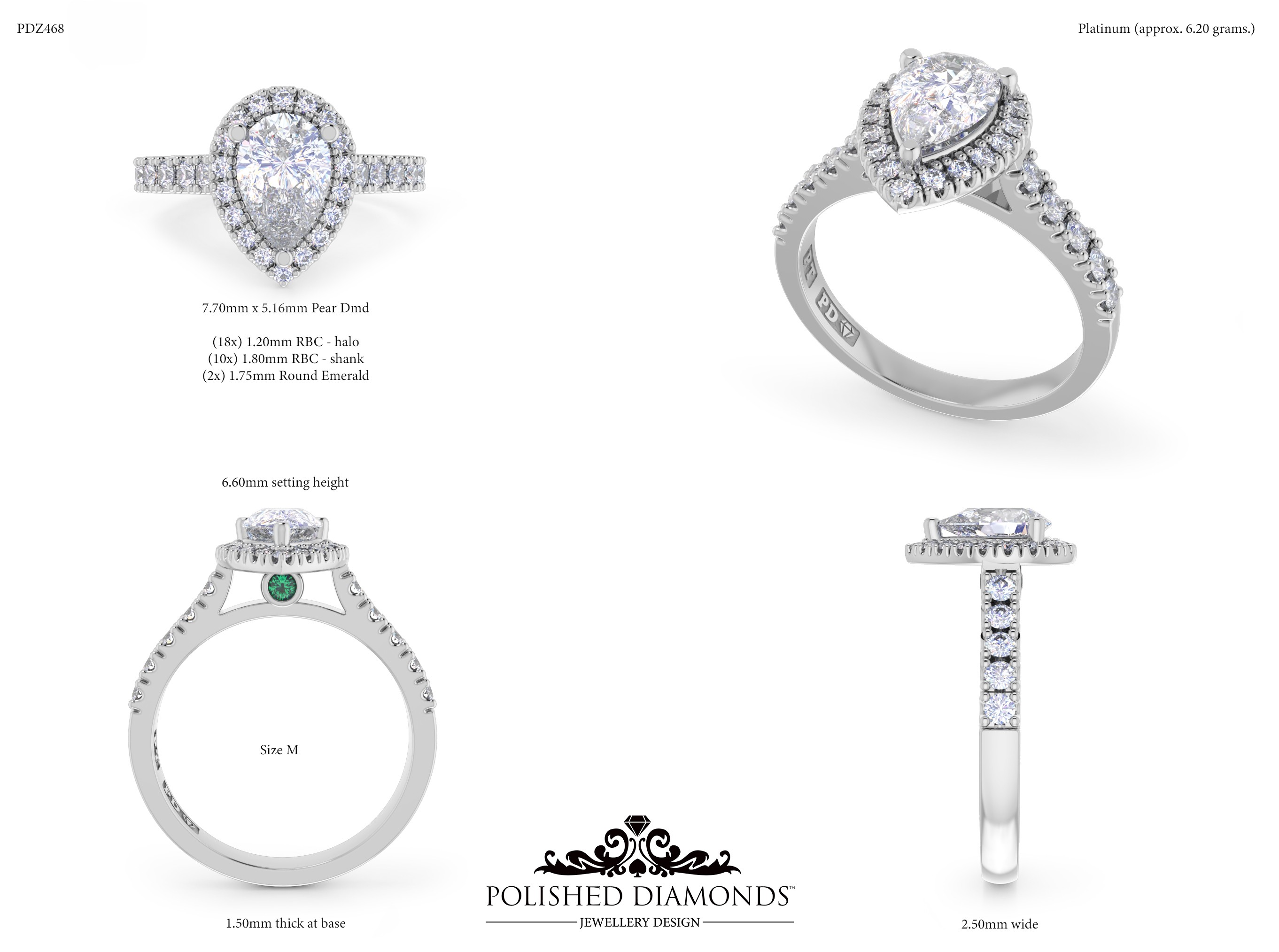 Pear Halo ring – PDZ468