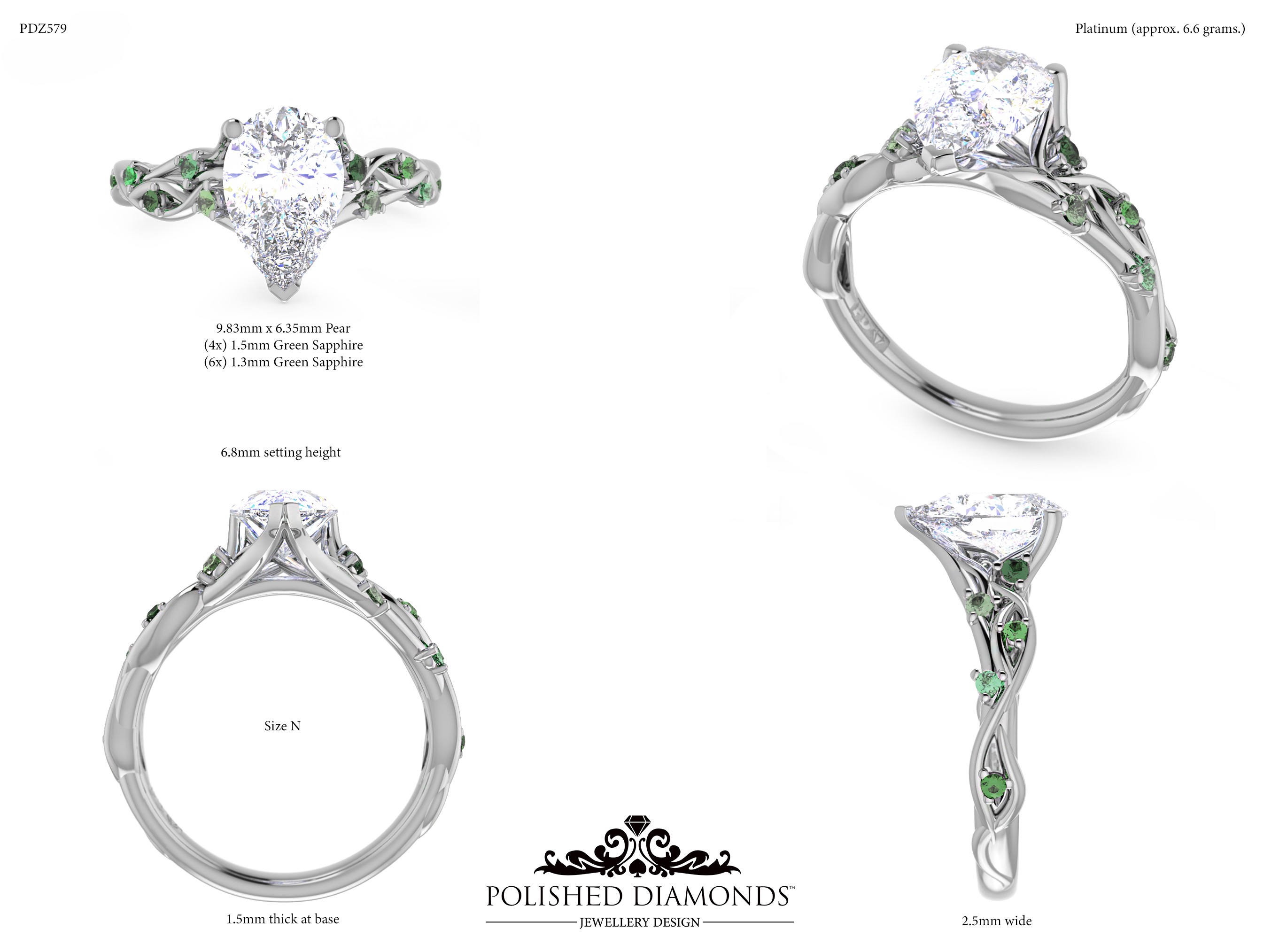 Pear Solitaire ring – PDZ579