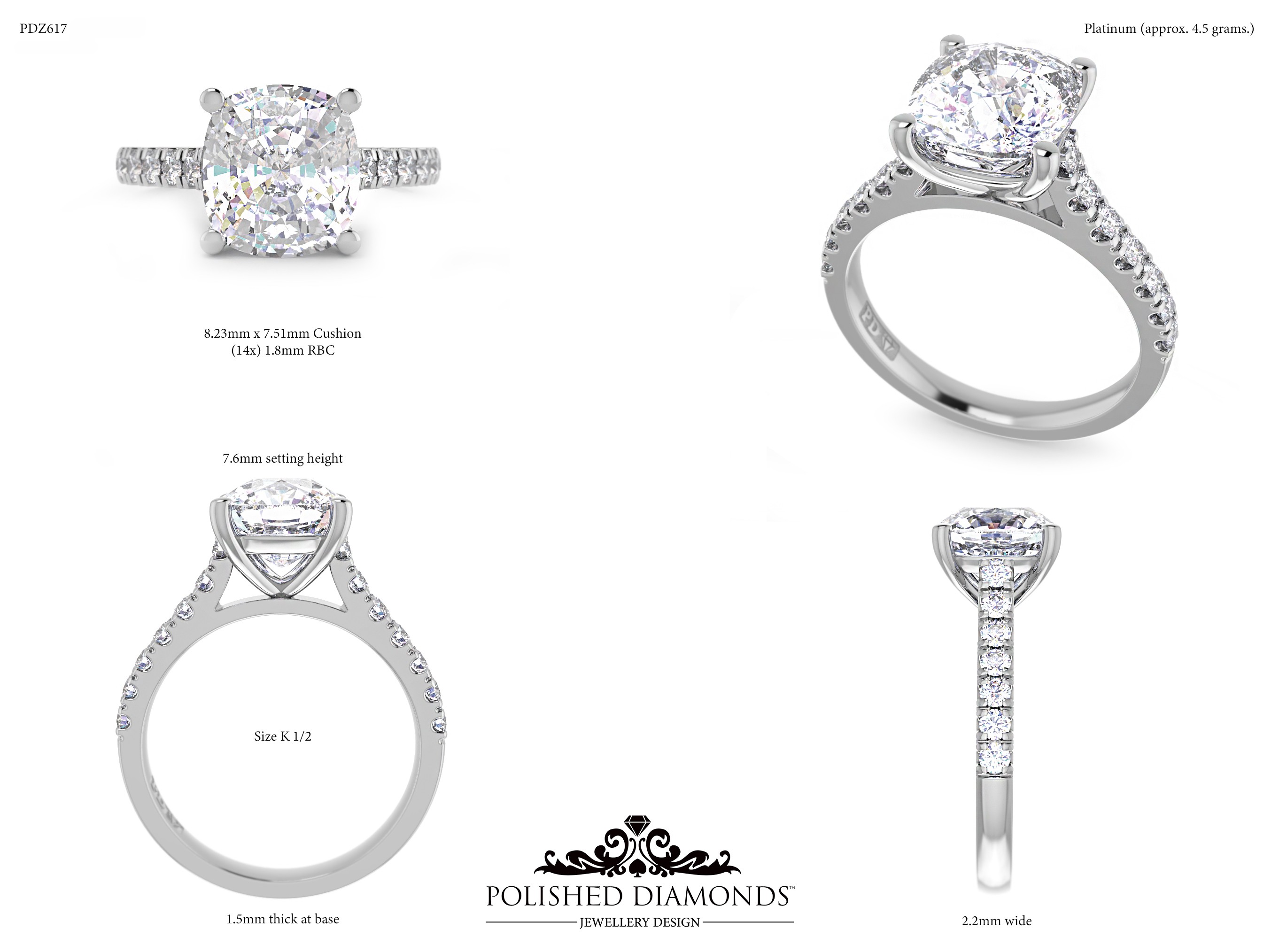 Cushion Solitaire ring – PDZ617
