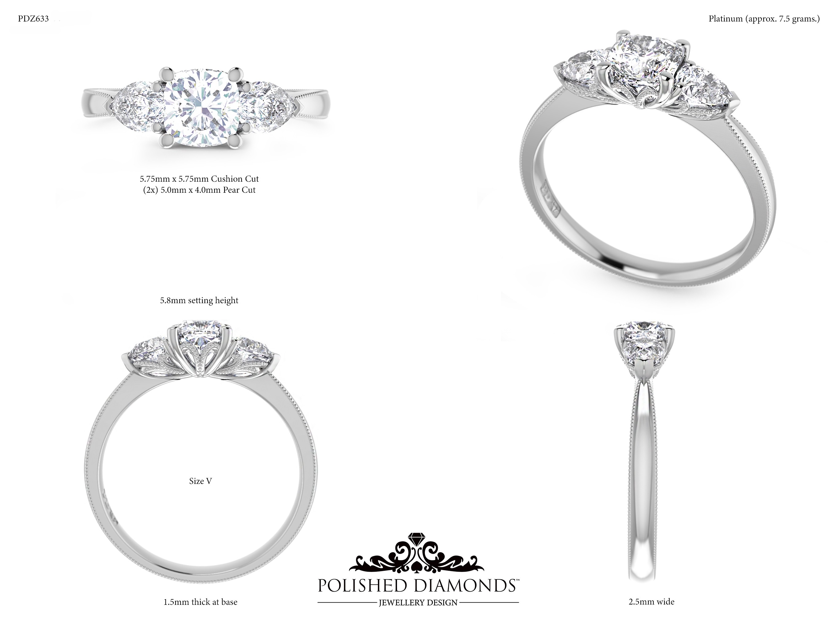 Cushion Trilogy ring – PDZ633