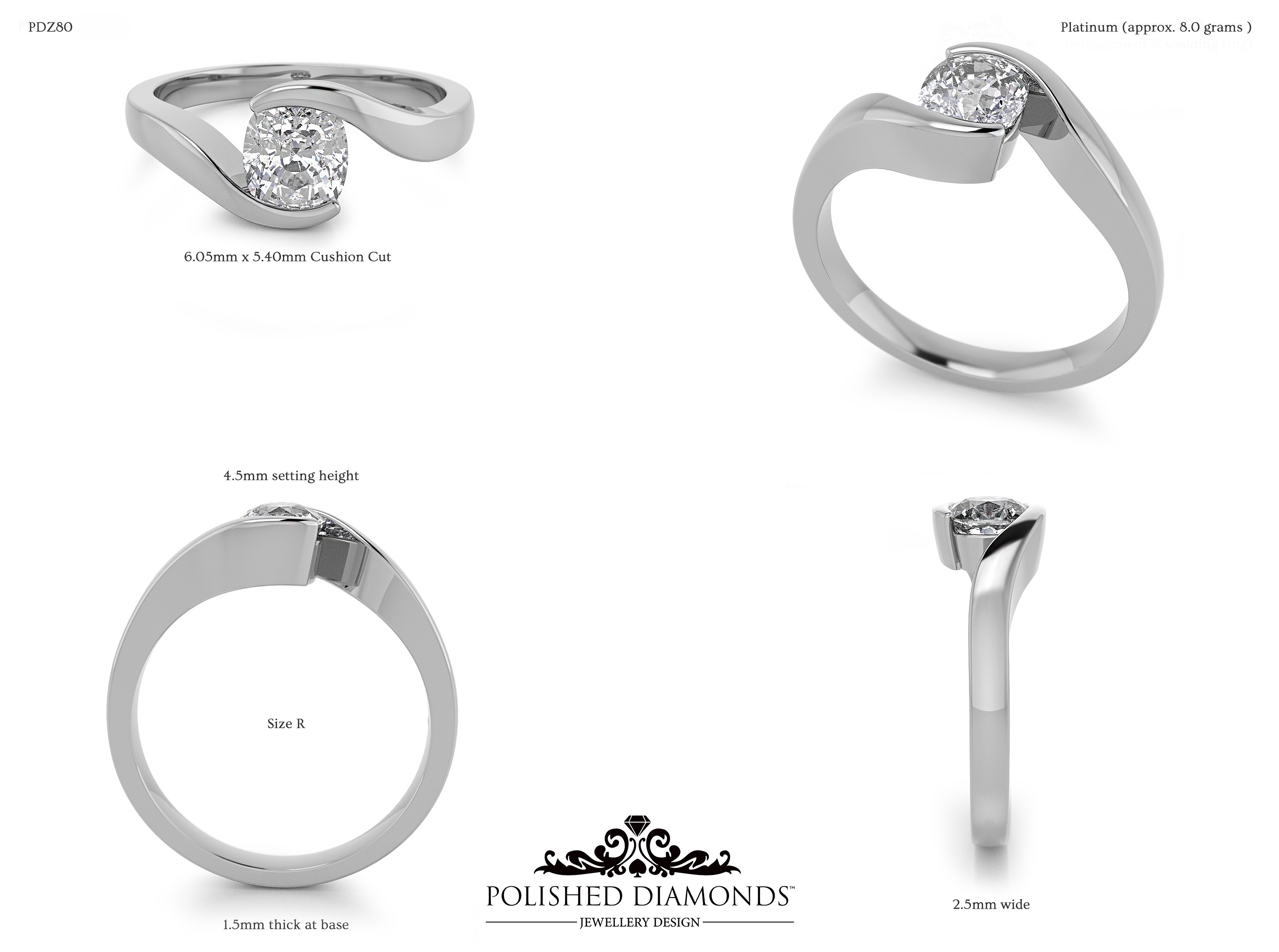 Cushion Solitaire ring – PDZ80