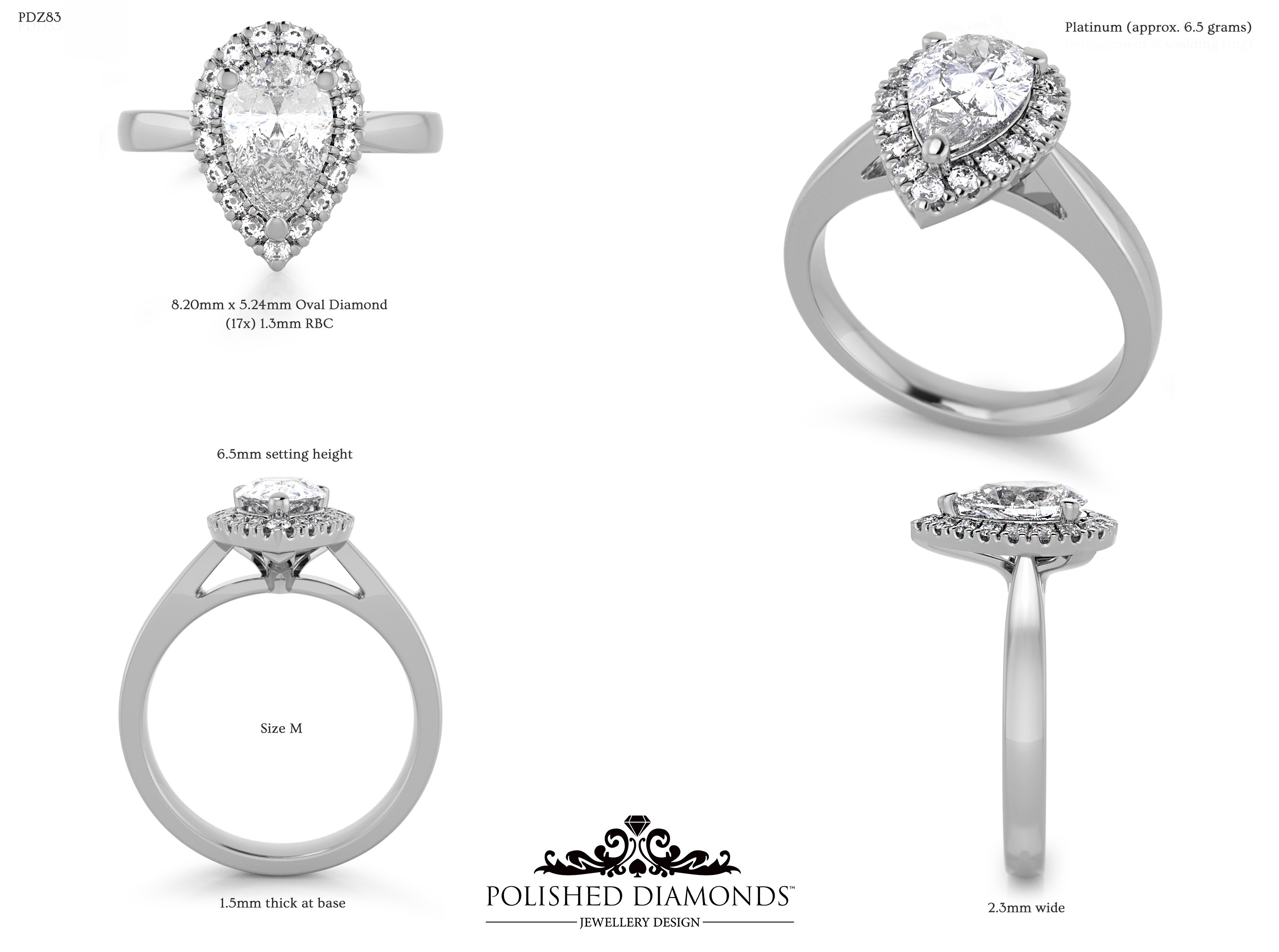 Pear Halo ring – PDZ83